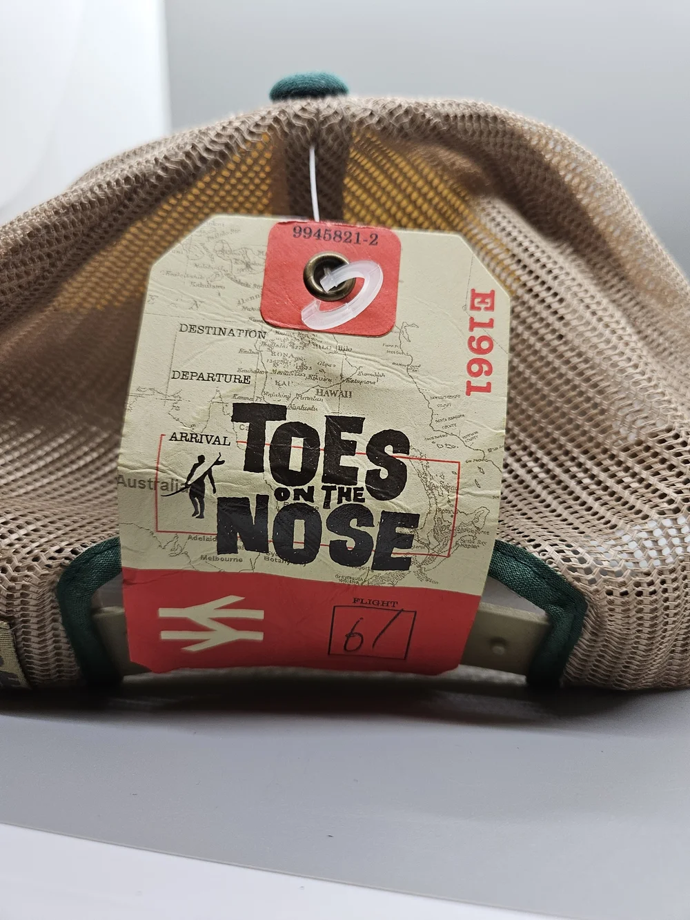 NWT Toes On The Nose One California Day Snapback Trucker Hat Green Tan Bear OSFA